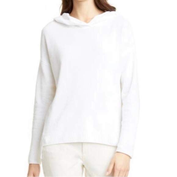 Eileen Fisher Tops - EILEEN FISHER Shirt White Hooded Long Sleeve Tshirt Top High Neck Sz XS